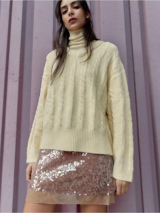 Zara Sweaters - Zara Soft yellow cable Knit Sweater